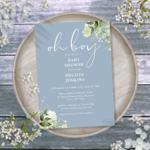 O Jongen Groenery Stofblauwe Baby Shower