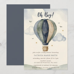 O Jongen Heet Luchtballon Jongen Baby Shower Kaart
