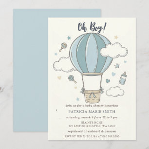 O Jongen Heet Luchtballon Jongen Baby Shower Kaart
