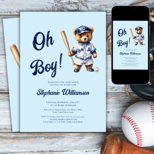 O Jongen Honkbal Baby Shower Schattige Beer Kaart