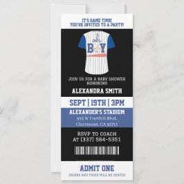 O jongen honkbaltrui ticket baby shower kaart