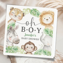 O Jongen Jungle Baby Shower Safari Dieren Papier