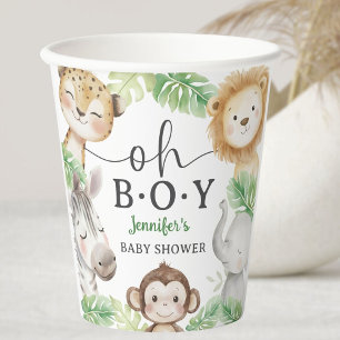 O Jongen Jungle Baby Shower Safari Dieren Papieren Bekers