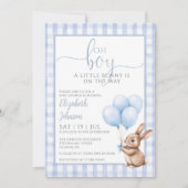 O Jongen Klein Konijn Baby Shower Foto QR Code Kaart (Voorkant)