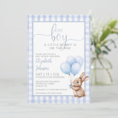 O Jongen Klein Konijn Baby Shower Foto QR Code Kaart (Staand voorkant)