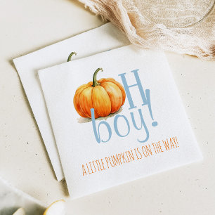 O Jongen Kleine Pompoen Blauwe Jongen Baby Shower Servet