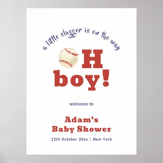 O jongen kleine slaghout baseball baby shower welk poster (Voorkant)