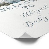 O jongen konijn blauwe bloemenkrans baby shower poster (Hoek)