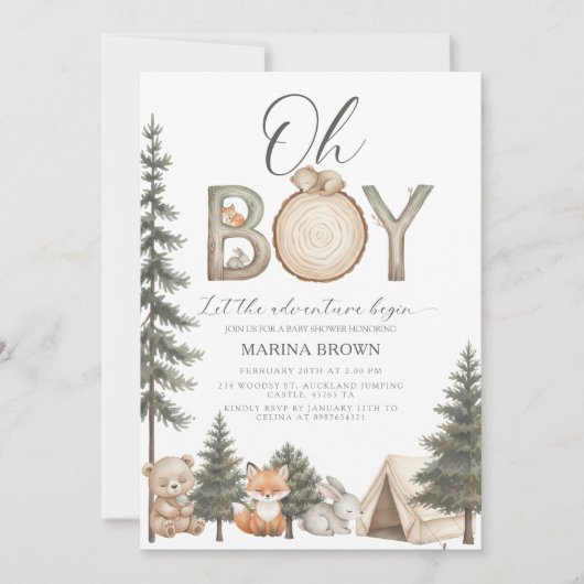 O jongen, laat het avontuur beginnen Baby Shower Kaart (Voorkant)