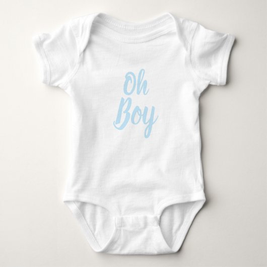 O jongen lichtblauw script baby shower geslacht on romper (Voorkant)