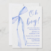 O jongen! Moderne blauwe strik baby shower Kaart (Voorkant)