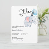 O jongen moderne eucalyptus blauwe ballonnen baby  kaart (Staand voorkant)