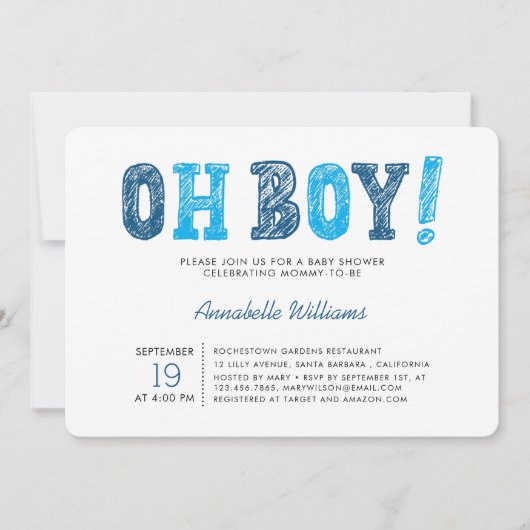 O Jongen | Moderne Jongen Baby Shower Kaart (Voorkant)