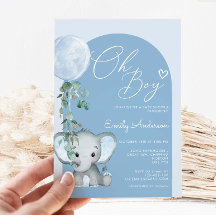 O Jongen Olifant Jongen Met Ballon Baby Shower 