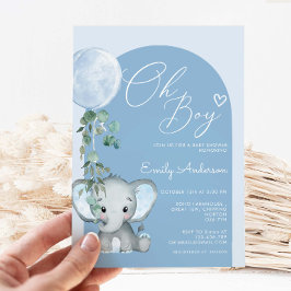 O Jongen Olifant Jongen Met Ballon Baby Shower  Kaart
