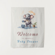 O Jongen Olifant Landelijk Goud Blauw Baby Shower