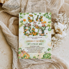 O Jongen Pompoen & Bosdieren Herfst Baby Shower Kaart