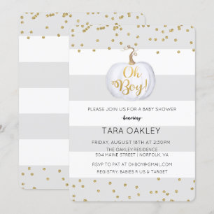 O, jongen Pompoen Glitter Baby Shower Uitnodiging