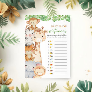 O jongen! Safari Baby Shower   Emoji Pictionary Sp Kaart