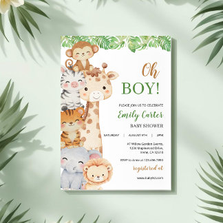 O jongen! Safari baby shower uitnodiging