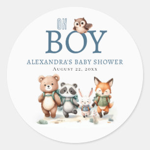 O jongen Schattig bosdier Wandelende jongen Baby S Ronde Sticker