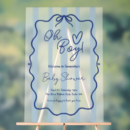 O Jongen Schattig Moderne Blauwe Baby Shower Gebro Acryl Bord