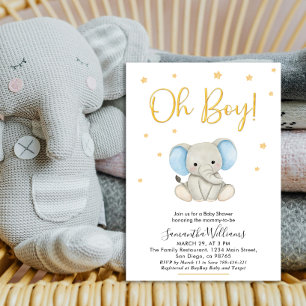O jongen Schattige Blauwe Baby Olifant Baby Borrel Kaart