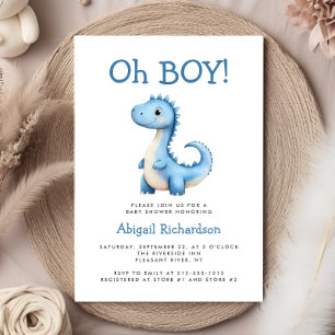 O Jongen Schattige Blauwe Dinosaur Baby Shower Kaart