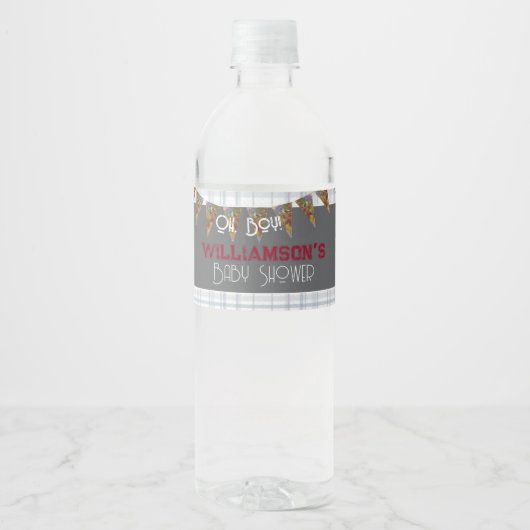 O, jongen! Sluiting en blauwe plaid Waterfles Etiket (Voorkant)