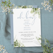 O Jongen Stofblauw Groenery Baby Shower