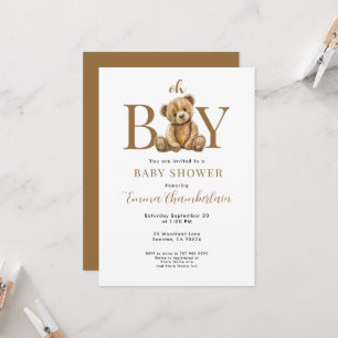 O jongen Teddybeer Jongen Baby Shower Uitnodiging