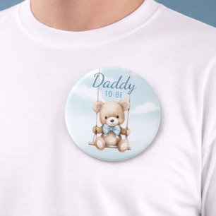 O jongen teddybeer papa te worden speld ronde button 7,6 cm