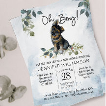 O jongen! Watercolor Babyshower met Duitse herderp