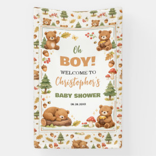 O jongen waterverf bosbeer babyshower spandoek