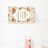 O jongen waterverf bosbeer babyshower spandoek (Insitu)