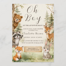 O jongen waterverf rustieke bos baby shower 