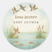 O jongen! Woodland Baby Shower Stickers (Voorkant)