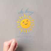 O Jongen Zonneschijn Blauwe Baby Shower Acryl Uitnodigingen (Insitu (Draagbaar))