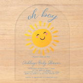 O Jongen Zonneschijn Blauwe Baby Shower Acryl Uitnodigingen (Voorkant)