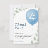 O Jongens Baby Shower Bedankkaart (Voorkant)