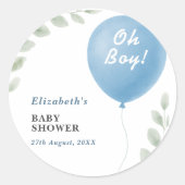 O Jongens Baby Shower Ronde Sticker (Voorkant)
