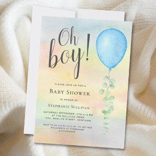 O Jongens Baby Shower Uitnodiging Eucalyptus Blauw
