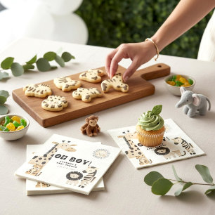 O Jongens Jungle Safari Dieren Baby Shower Servet
