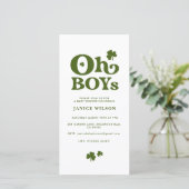 O jongens St. Patrick's Day baby shower uitnodigin Aankondiging (Staand voorkant)