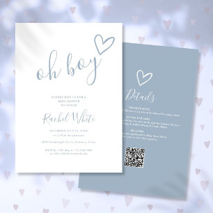 O Jongens Stofblauw All In One Baby Shower Kaart