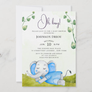 O jongensolifant babyshower uitnodiging