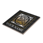 O "Jouw naam" Celtic Black Stone Monogram Tegel Tegeltje (Zijkant)