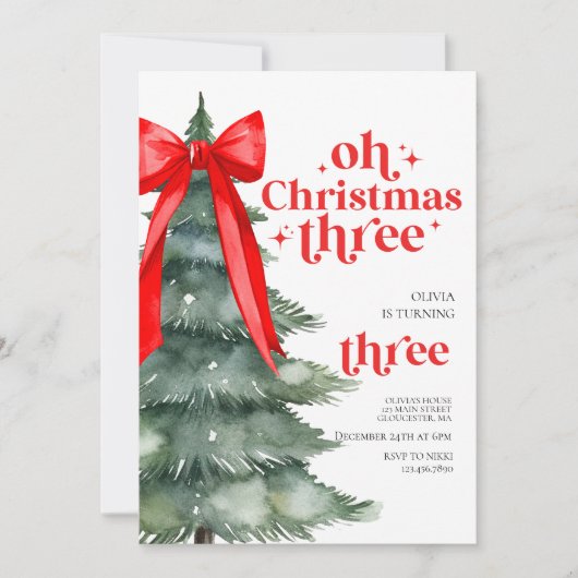 O Kerst Drie 3e Verjaardag Kaart (Voorkant)