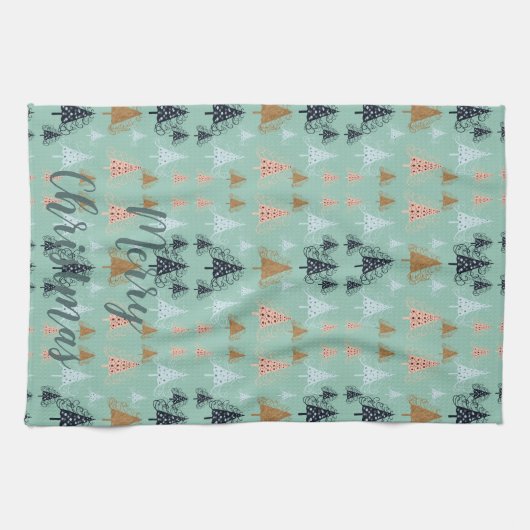 O Kerstbomen (groen) Theedoek (Horizontaal)