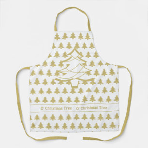 O' kerstboom Gold/White Iconic Pattern Schort